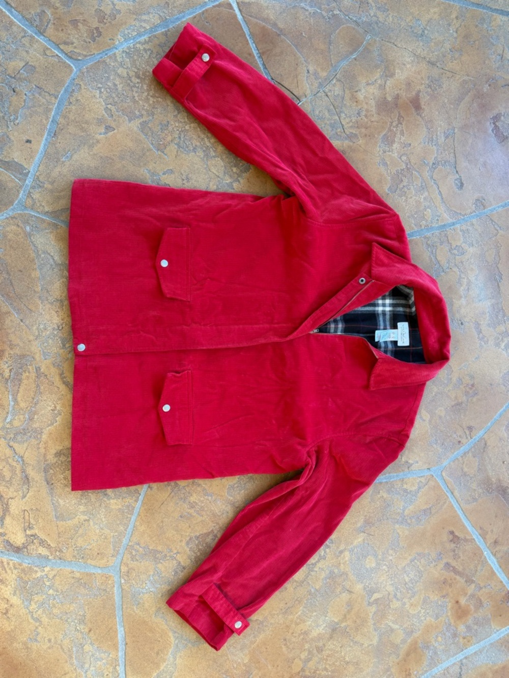 Villager red Corduroy Jacket with Plaid flannel Lining - Picture 2 of 8